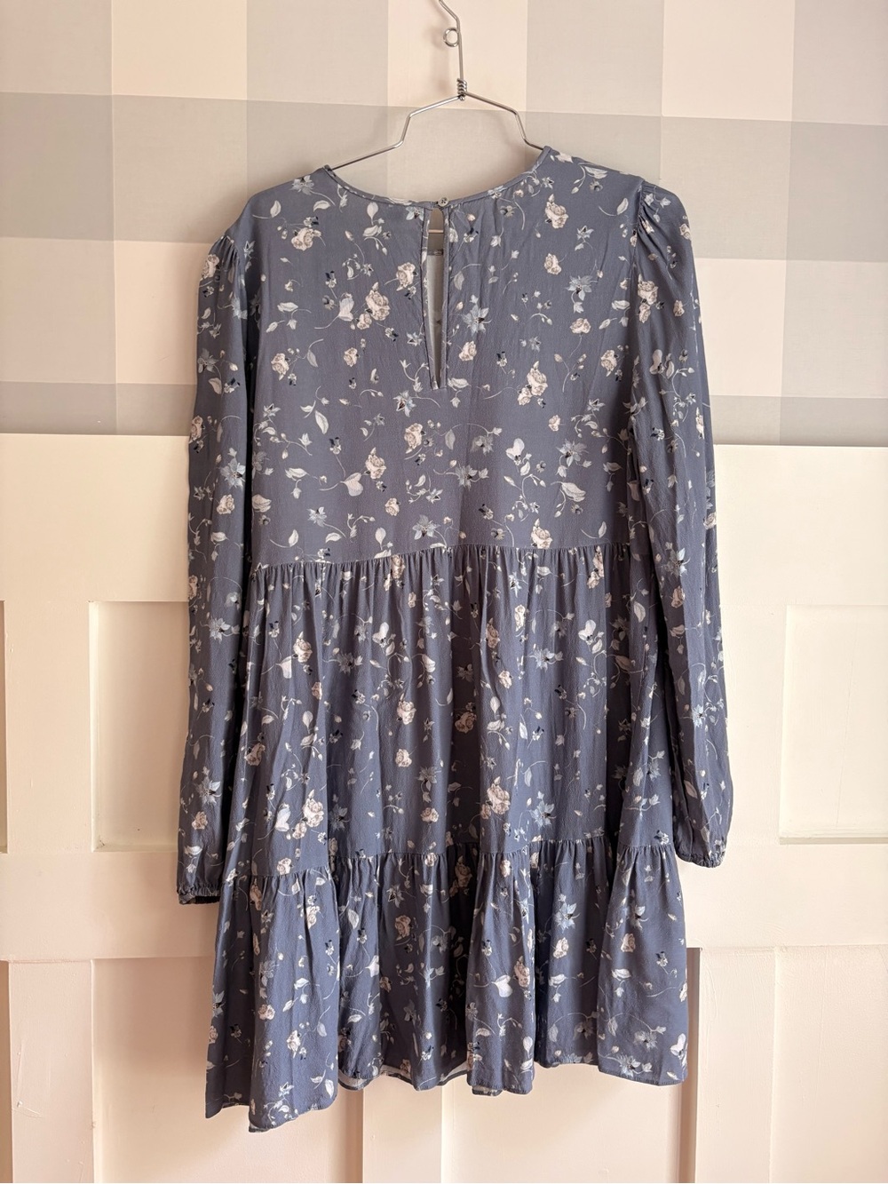 Wilfred Dusty Blue Floral Long-Sleeve Mini Dress Medium - Picture 5 of 9